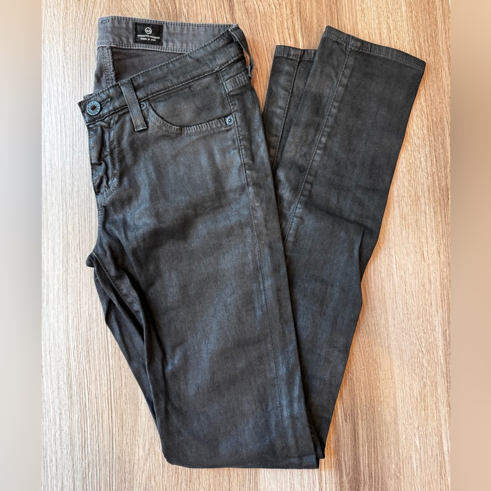 AG Charcoal Gray Waxed Slim Jeans